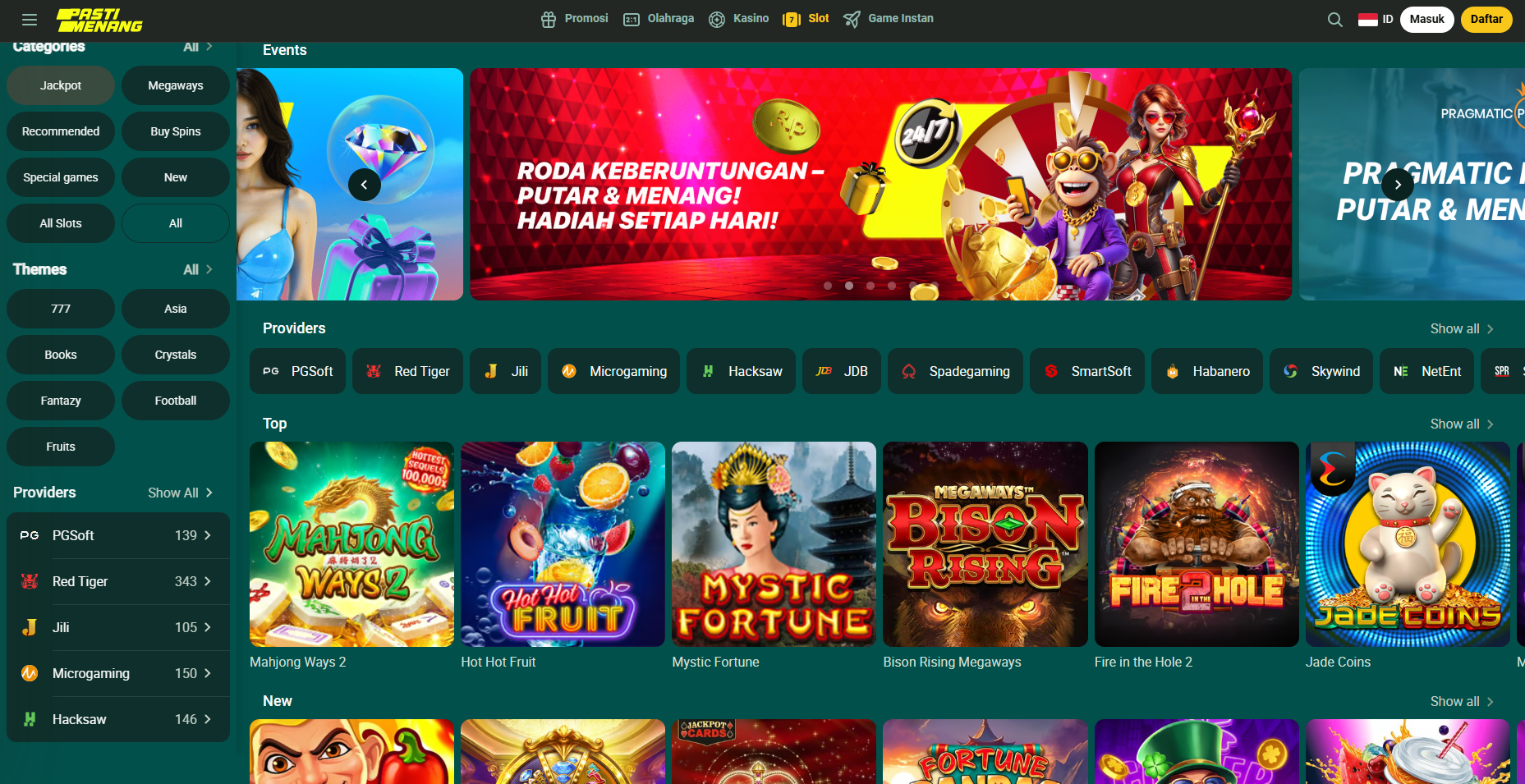 Halaman slot online PastiMenang dengan koleksi permainan slot populer